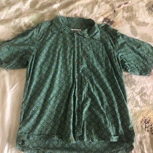 Green button up with lil blue fishys